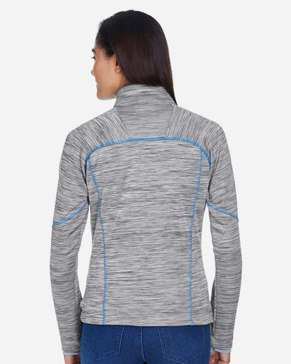 North End Women's Flux Mélange Bonded Fleece Jacket 78697 #colormdl_Platinum/ Olympic Blue