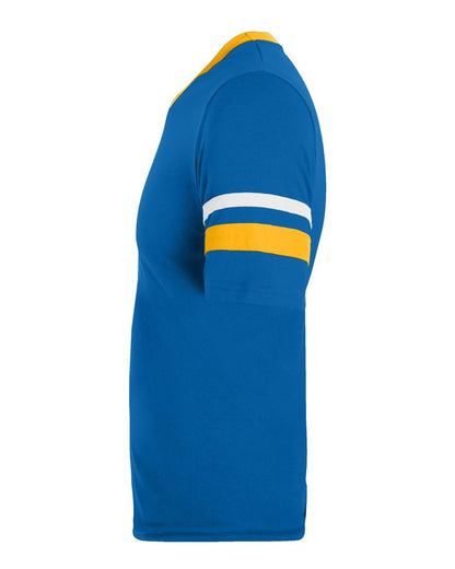 Augusta Sportswear V-Neck Jersey with Striped Sleeves 360 #color_Royal/ Gold/ White