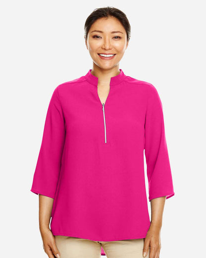 Devon & Jones Women's Perfect Fit™  Three-Quarter Sleeve Crepe Tunic DP611W #colormdl_Crown Raspberry