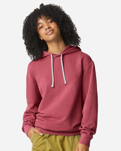 Comfort Colors Unisex Garment-Dyed Lightweight Fleece Hooded Sweatshirt 1467 #colormdl_Crimson
