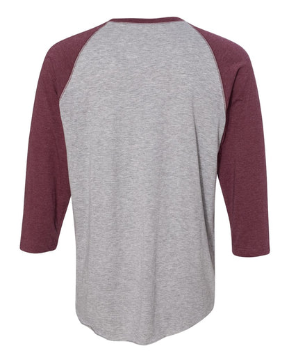 LAT Men's Baseball Fine Jersey Three-Quarter Sleeve Tee 6930 #color_Vintage Heather/ Vintage Burgundy