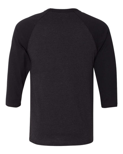 BELLA + CANVAS Three-Quarter Sleeve Baseball Tee 3200 #color_Black Heather/ Black