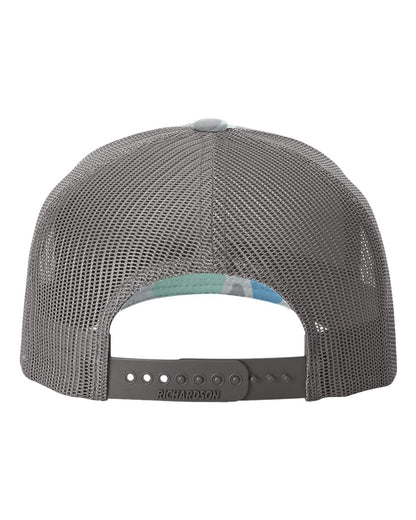 Richardson Five-Panel Printed Trucker Cap 112PFP #color_Saltwater Duck Camo/ Charcoal