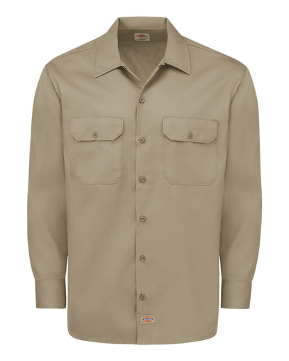 Dickies Men's Tall Long Sleeve Work Shirt 5574T #color_Khaki