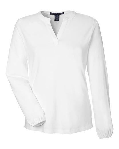 Devon & Jones Women's Raleigh Half-Placket Knit Top DP122W #color_White