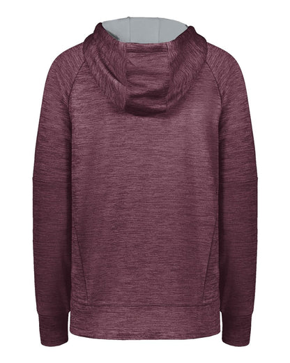Holloway Women's All-Pro Performance Fleece Hooded Sweatshirt 223780 #color_Maroon Heather/ Silver