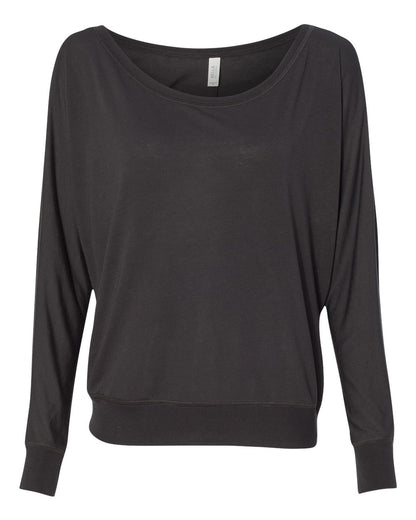 BELLA + CANVAS Women’s Flowy Off Shoulder Long Sleeve Tee 8850 #color_Dark Grey