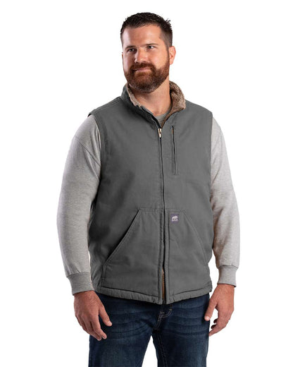 Berne Apparel Men's Heartland Sherpa-Lined Washed Duck Vest V818 #colormdl_Slate