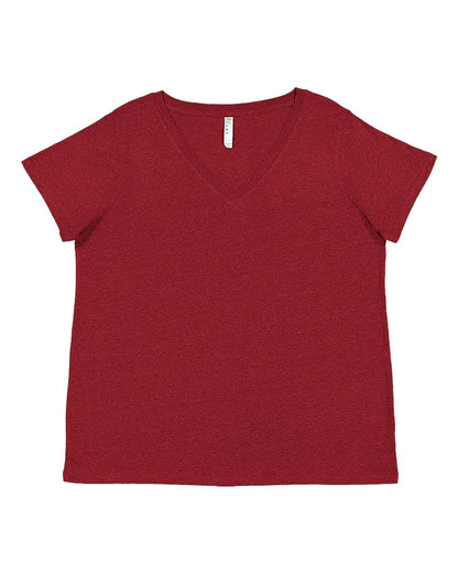 LAT Women's Curvy Collection Fine Jersey V-Neck Tee 3817 #color_Cardinal Blackout