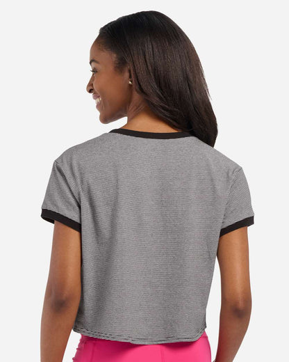 Boxercraft Women's Striped Tie Front T-Shirt BW2107 #colormdl_Black/ White