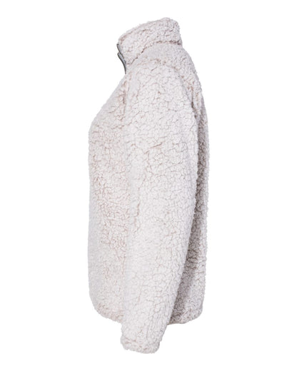 J. America Women’s Epic Sherpa Quarter-Zip Pullover 8451 #color_Oatmeal Heather