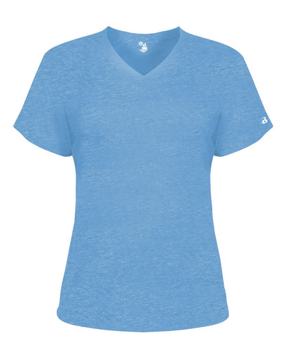 Badger Women’s Triblend Performance V-Neck Short Sleeve T-Shirt 4962 #color_Columbia Blue Heather