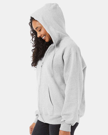 Hanes Unisex Ultimate Cotton® Full-Zip Hooded Sweatshirt F280 #colormdl_Ash