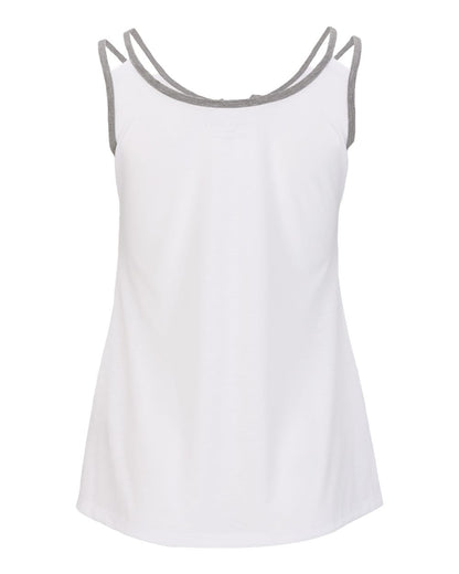 Boxercraft Women's Split Shoulder Tank Top BW2506 #color_White/ Oxford Heather
