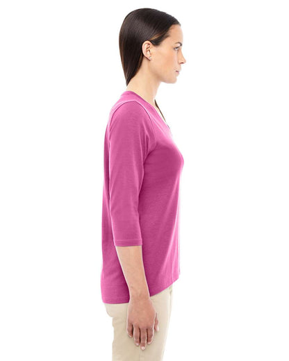 Devon & Jones Women's Perfect Fit™ Bracelet-Length V-Neck Top DP184W #colormdl_Charity Pink