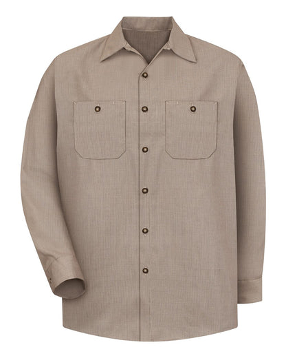 Red Kap Men's Tall Industrial Long Sleeve Work Shirt SP14T #color_KB-Khaki/ Black Microcheck