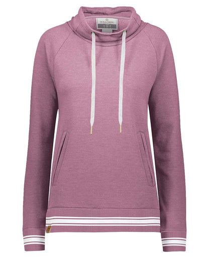 Holloway Women's All-American Fleece Funnel Neck Sweatshirt 229763 #color_Dusty Rose Heather/ White