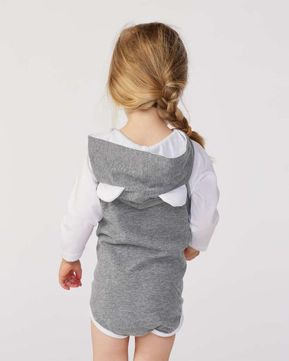 Rabbit Skins Infant Fine Jersey Character Hooded Long Sleeve Bodysuit with Ears 4418 #colormdl_Granite Heather/ White