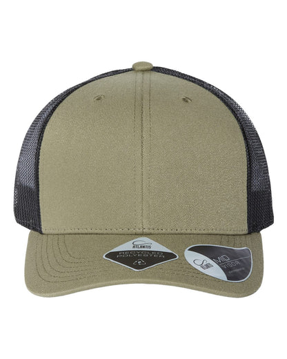 Atlantis Headwear Sustainable Trucker Cap BRYCE #color_Olive/ Black