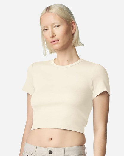 American Apparel Women's Baby Rib Cropped Tee BR210 #colormdl_Bone