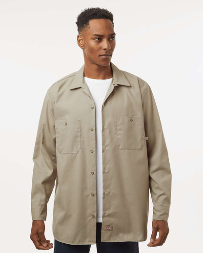 Dickies Men's Tall Industrial Long Sleeve Work Shirt L535T #colormdl_Desert Sand