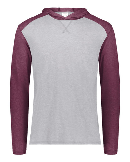 Augusta Sportswear Unisex Gameday Vintage Hooded T-Shirt 6884 #color_Grey Heather/ Maroon Heather