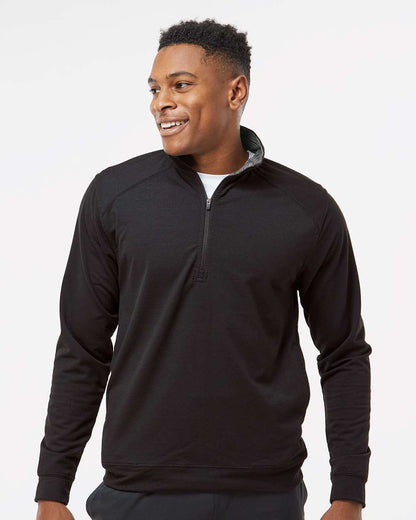 J. America Men's Omega Stretch Quarter-Zip Pullover 8434 #colormdl_Black Triblend