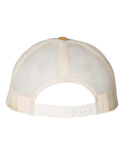 Richardson Low Pro Trucker Cap 115 #color_Heather Grey/ Birch/ Amber Gold