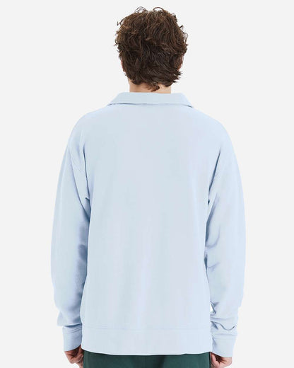 ComfortWash by Hanes Unisex Garment-Dyed Polo Collar Sweatshirt GDH490 #colormdl_Soothing Blue