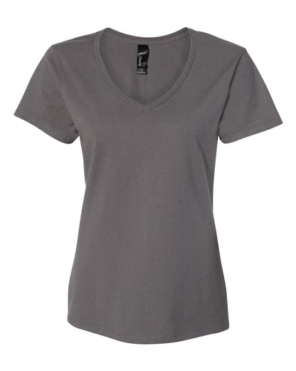 Hanes Women's Perfect-T V-Neck T-Shirt S04V #color_Smoke Grey