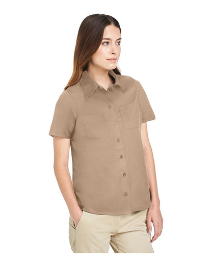 Harriton Women's Advantage IL Short Sleeve Dress Shirt M585W #colormdl_Khaki