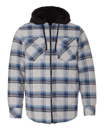 Burnside Quilted Flannel Hooded Jacket 8620 #color_Grey/ Blue