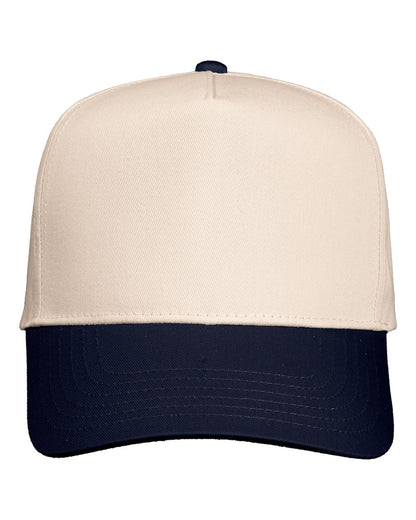 Valucap Five-Panel Twill Cap 8869 #color_Natural/ Navy