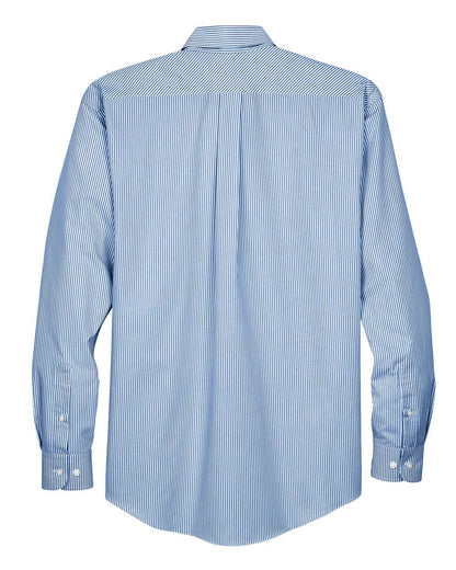 Devon & Jones Men's Crown Collection® Banker Stripe Woven Dress Shirt D645 #color_French Blue