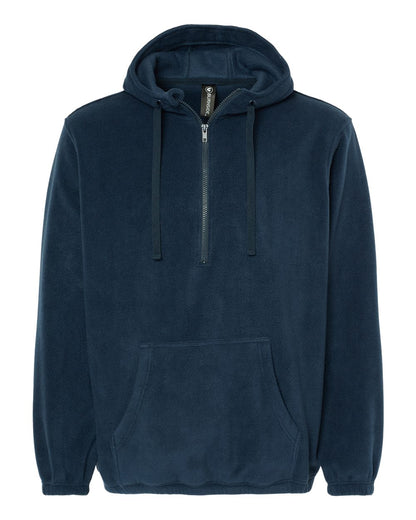 Burnside Polar Fleece Quarter-Zip Hooded Pullover 3600 #color_Navy