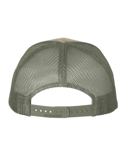 Richardson Five-Panel Trucker Cap 112FP #color_Pale Khaki/ Loden Green