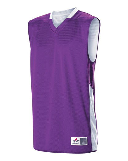 Alleson Athletic Women's Single Ply Reversible Jersey 589RSPW #color_Purple/ White