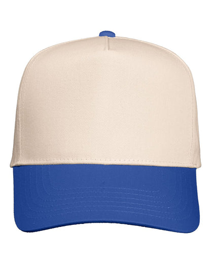 Valucap Five-Panel Twill Cap 8869 #color_Natural/ Royal