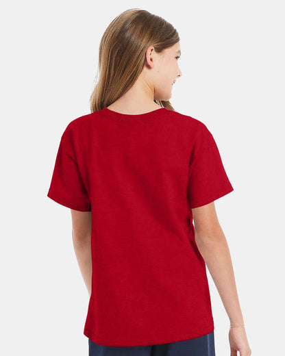 Hanes Essential-T Youth T-Shirt 5480 #colormdl_Deep Red