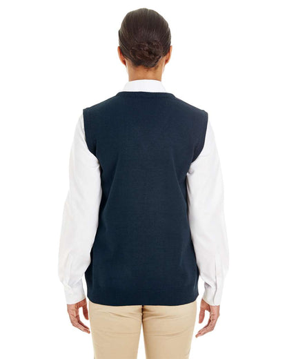 Harriton Women's Pilbloc™ V-Neck Sweater Vest M415W #colormdl_Dark Navy