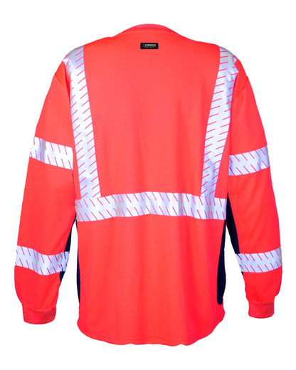 Kishigo Unisex Premium Black Series® Long Sleeve T-Shirt 9134-9135 #color_Fluorescent Red (9710)