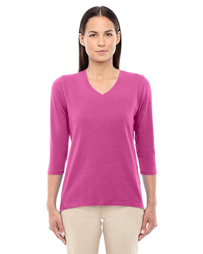 Devon & Jones Women's Perfect Fit™ Bracelet-Length V-Neck Top DP184W #colormdl_Charity Pink