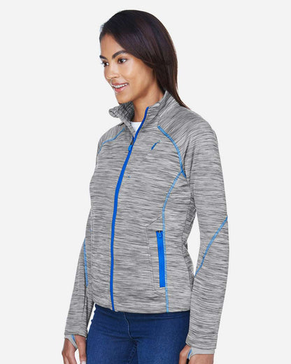 North End Women's Flux Mélange Bonded Fleece Jacket 78697 #colormdl_Platinum/ Olympic Blue