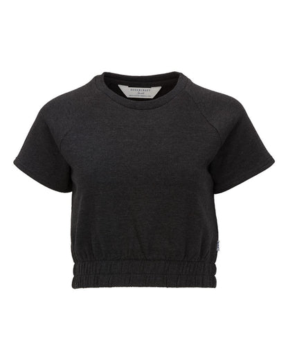 Boxercraft Women's French Terry Short Sleeve Cropped Crewneck Sweatshirt BW2103 #color_Charcoal Heather