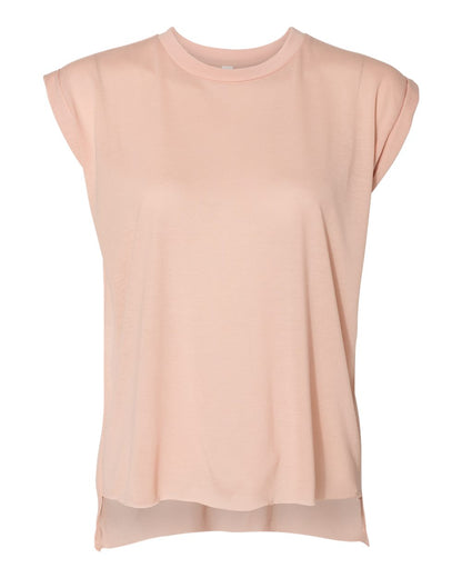 BELLA + CANVAS Women’s Flowy Rolled Cuffs Muscle Tee 8804 #color_Peach