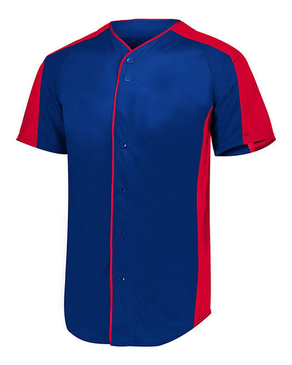 Augusta Sportswear Full Button Baseball Jersey 1655 #color_Navy/ Red