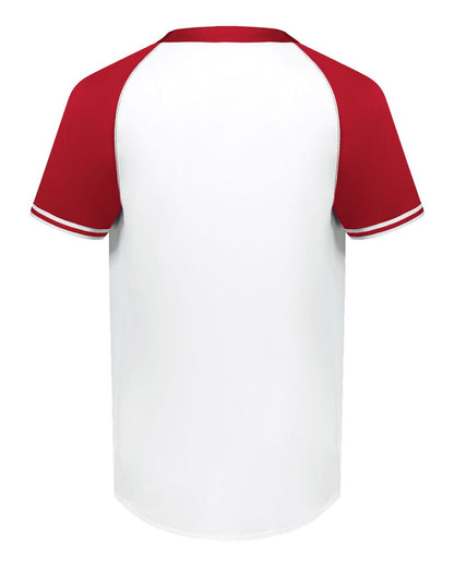 Augusta Sportswear Cutter Henley Jersey 6905 #color_White/ Scarlet