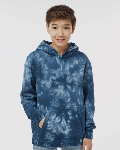 Independent Trading Co. Youth Midweight Tie-Dyed Hooded Sweatshirt PRM1500TD #colormdl_Tie Dye Navy