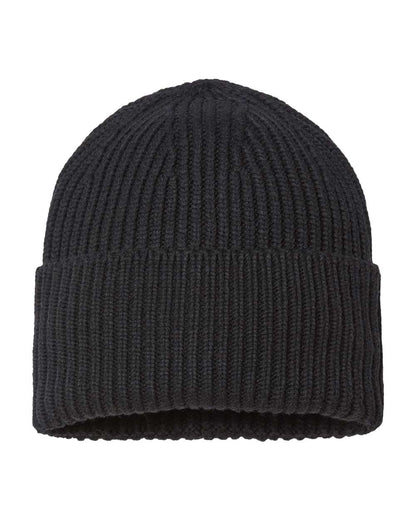 Atlantis Headwear Sustainable Chunky Rib Cuffed Beanie OAK #color_Black