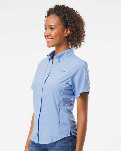 Columbia Women's PFG Tamiami™ II Short Sleeve Shirt 212466 #colormdl_White Cap Blue